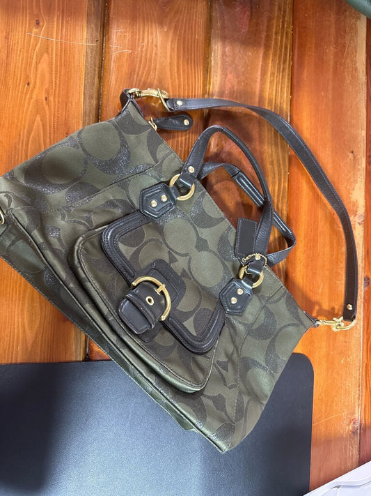 Coach Signature Print Green Handbag